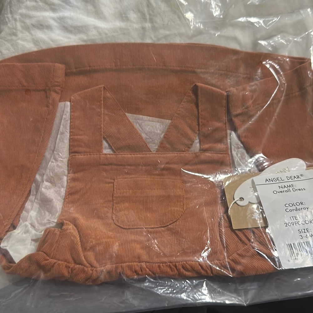 Angel Dear Orange Corduroy Overall Dress
